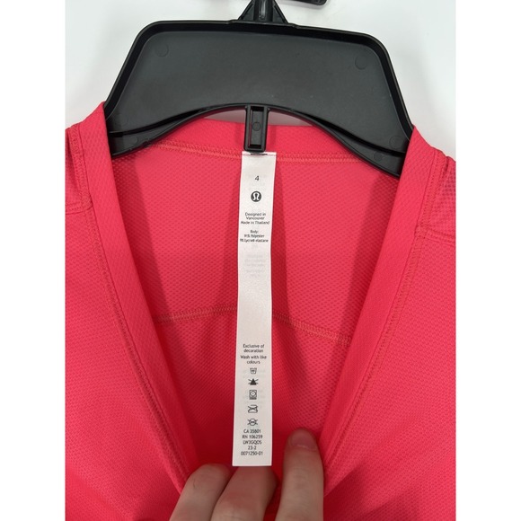Lululemon High Neck Running And Training T Shirt Neon Sonic Pink Size 4 W3GQOS - Picture 4 of 6
